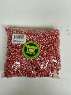 Cuenta de cristal blanca con rojo