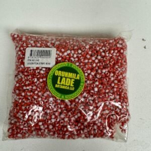 Cuenta de cristal blanca con rojo