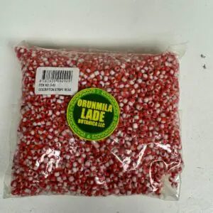 Cuenta de cristal blanca con rojo