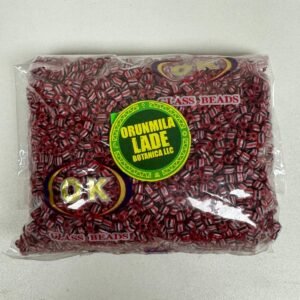 Cuenta de cristal blanca con rojo y negro