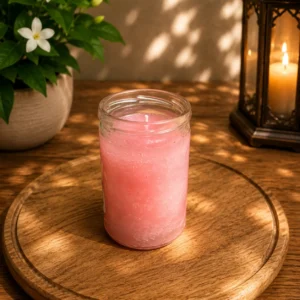 Vela 3 pulgadas vidrio liso rosa