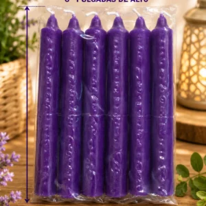 Velas 6 pulgadas paquete 6 lisas morada