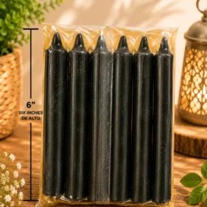 Velas 6" Pulgadas paquete 6 lisas negra Candles black