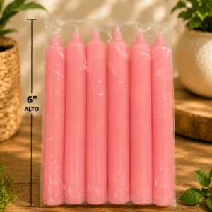 Vela 6 pulgadas paquete 6 lisas rosa