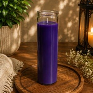 Vela 8 pulgadas vidrio liso morada