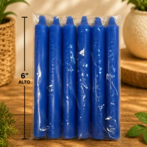 Vela 6 pulgadas paquete 6 lisas azul