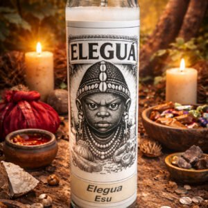 Vela Elegua Esu Blanco 9 oz jar