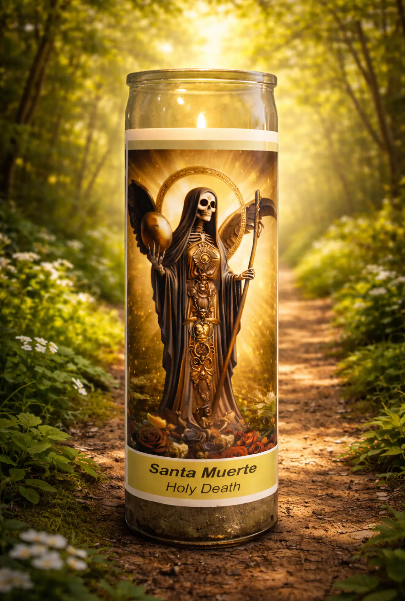 Vela Santa Muerte Negra 9 oz jar