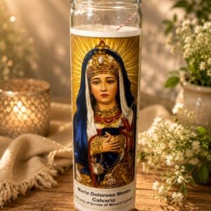 Vela Maria Dolorosa Monte Calvario 9 oz jar Mary of Sorrow of Mount Cavarly